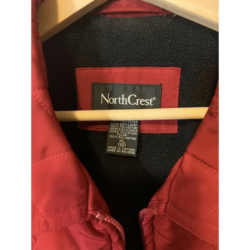 North Crest Vintage Women’s Sz‎ XL Maroon Quilted Full Zip Up Jacket